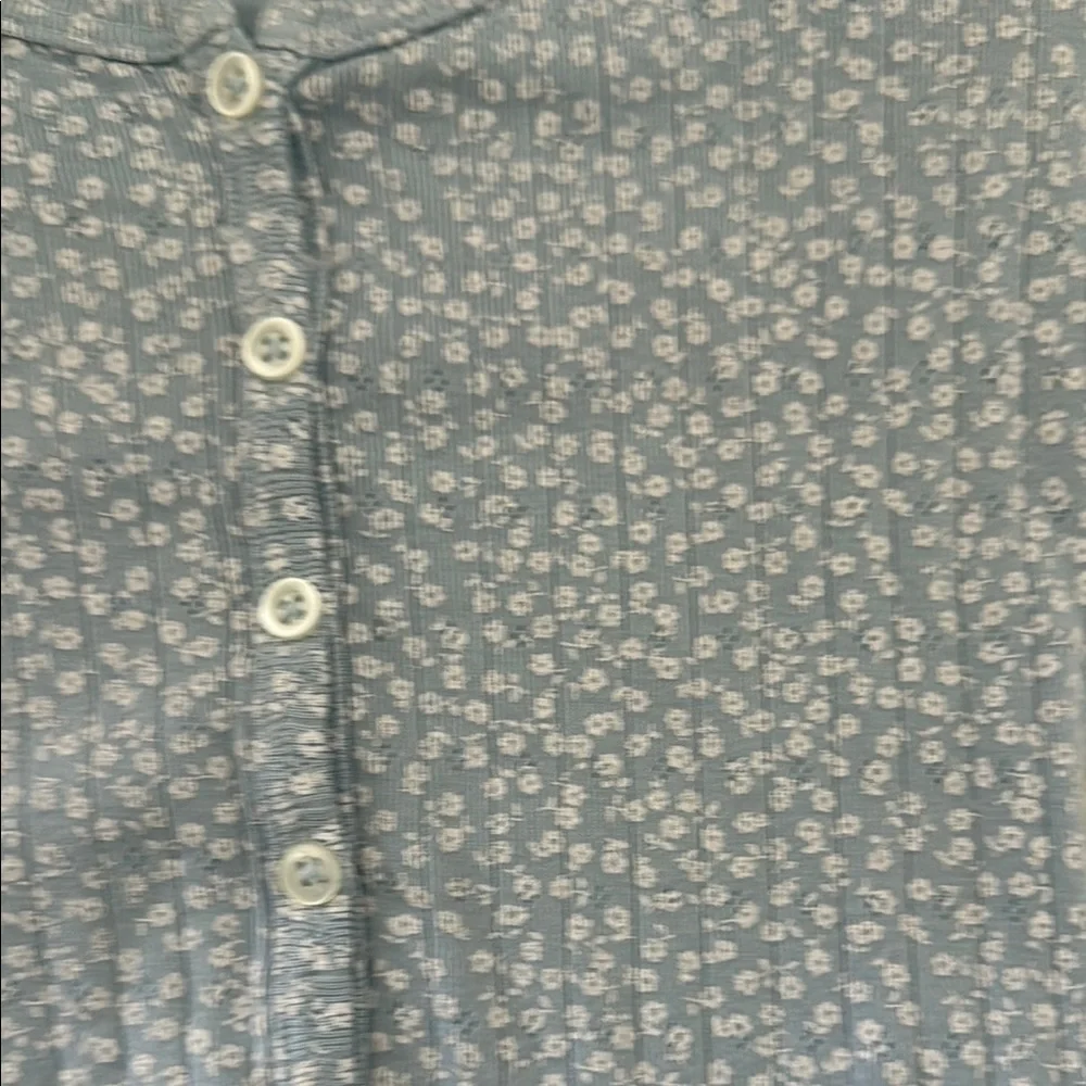 Brandy Melville Light Blue Floral Button-Up Blouse - Picture 4 of 4